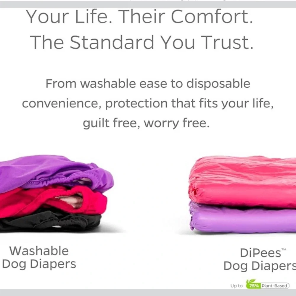 New Open Box Pet Parents® 3pk Washable Dog Diapers + Extenders READ- Size Large